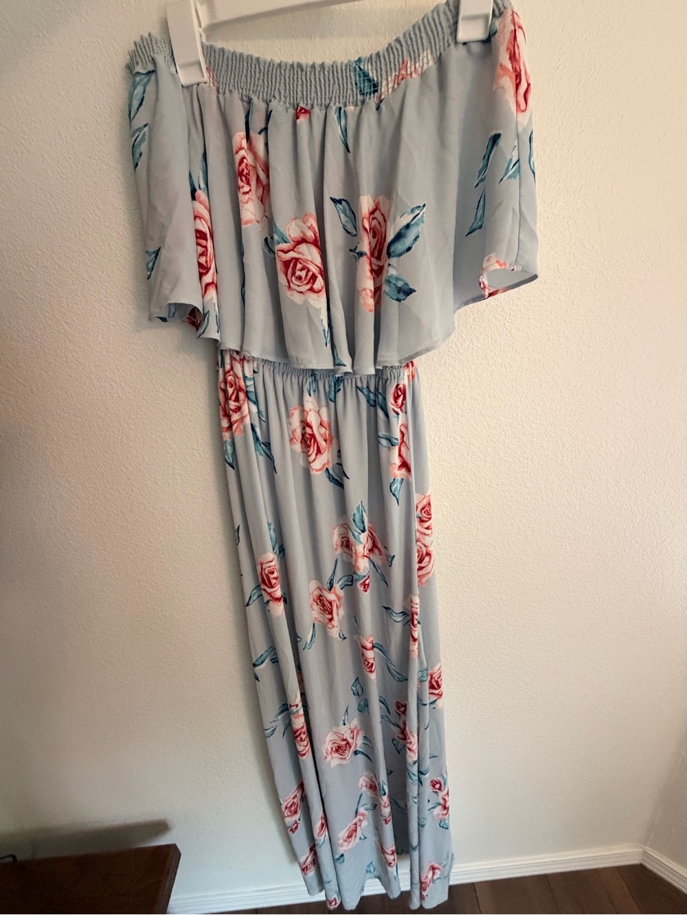 Show Me Your MuMu Light Blue Floral Strapless Maxi Dress